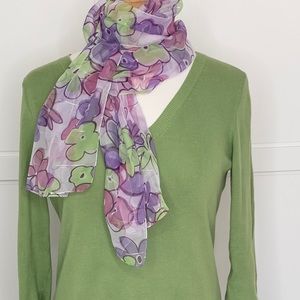 Sheer Oblong Bright Floral Scarf